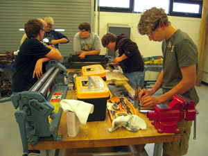 The metal shop is a busy place.